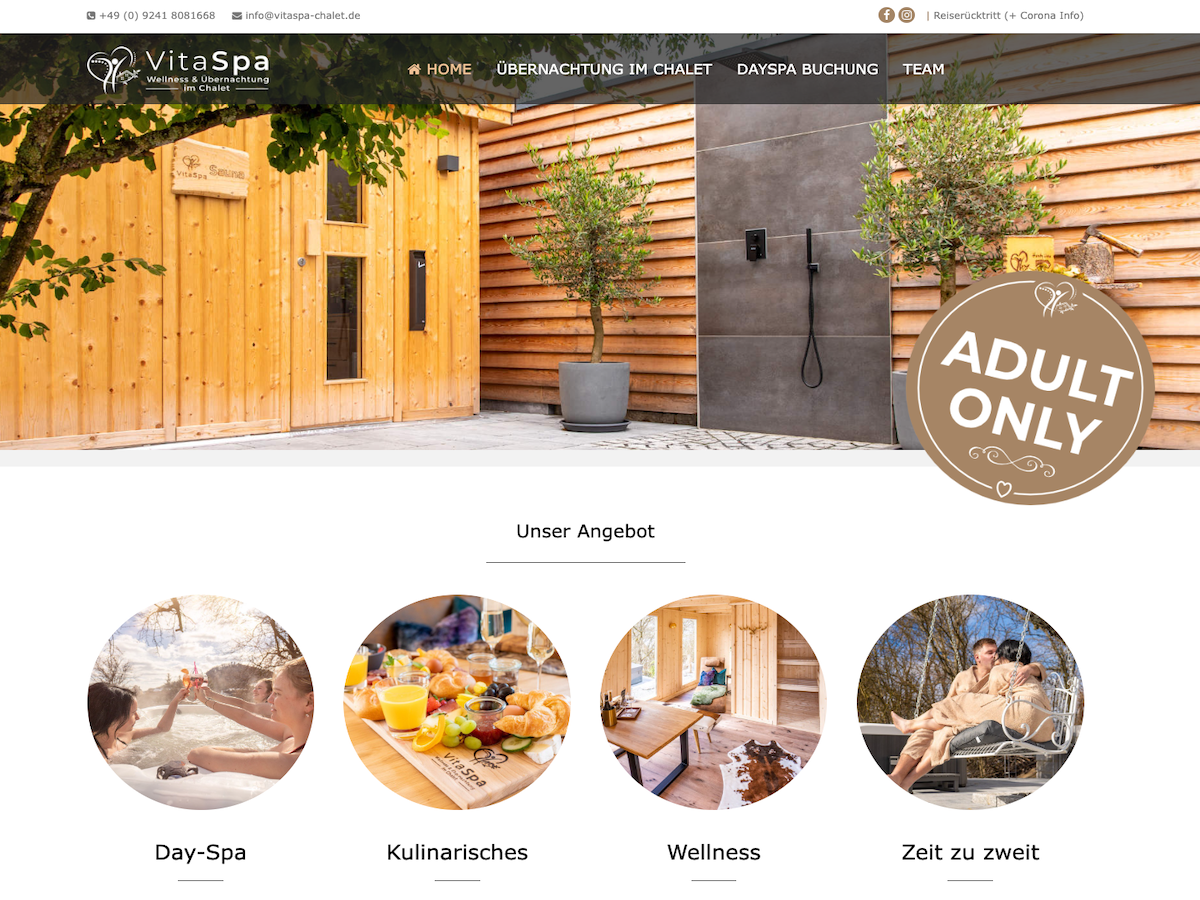 landingpage vitaspa chalet